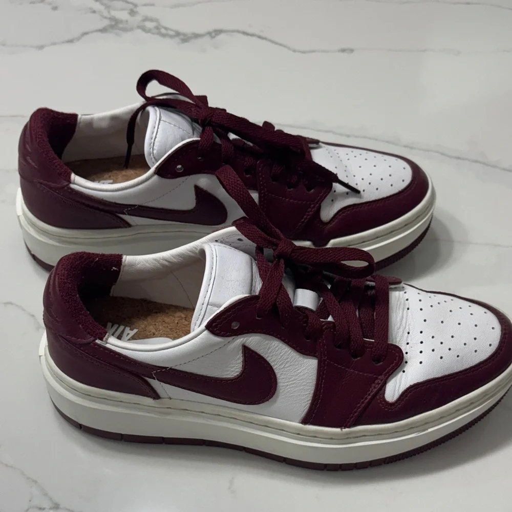Men's Burgundy and White Sneakers